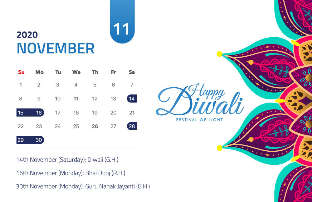 November | Long weekends 2020 November | Long weekends 2020