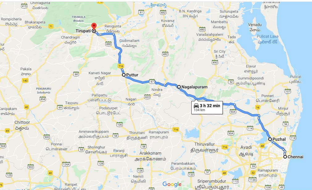 Chennai to Tirupati by Road