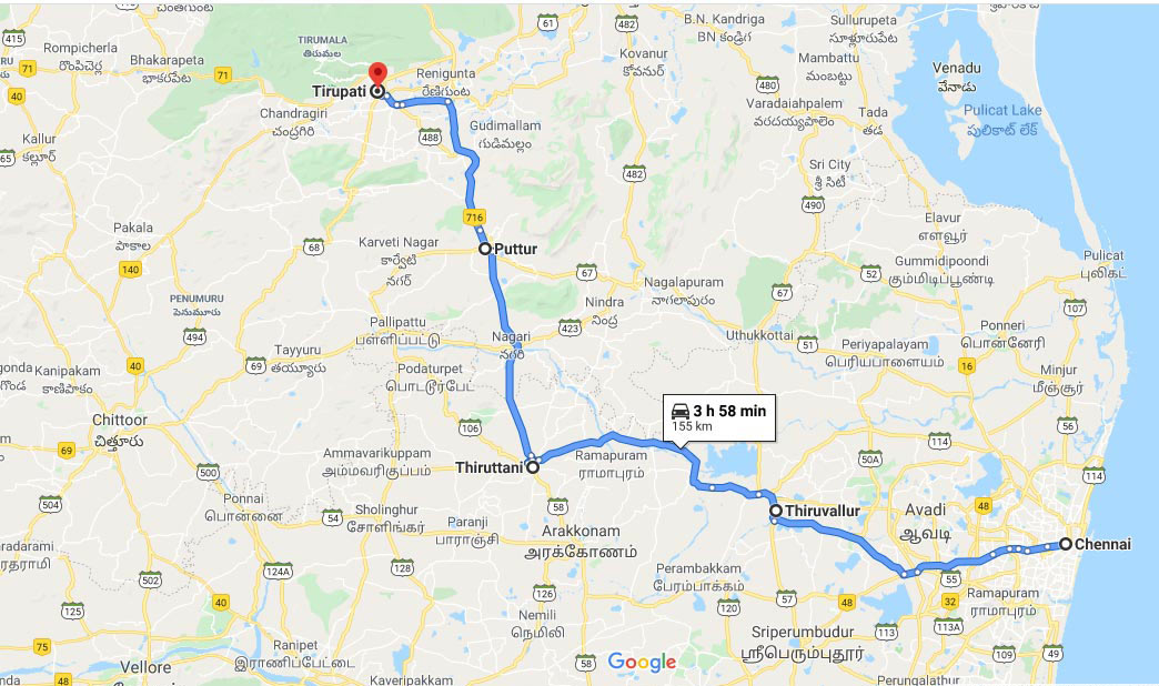 Chennai to Tirupati by Road