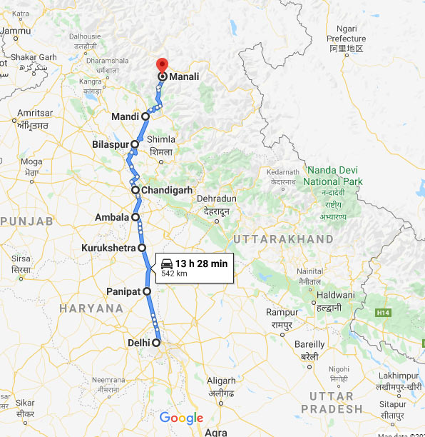 plan trip from delhi to manali