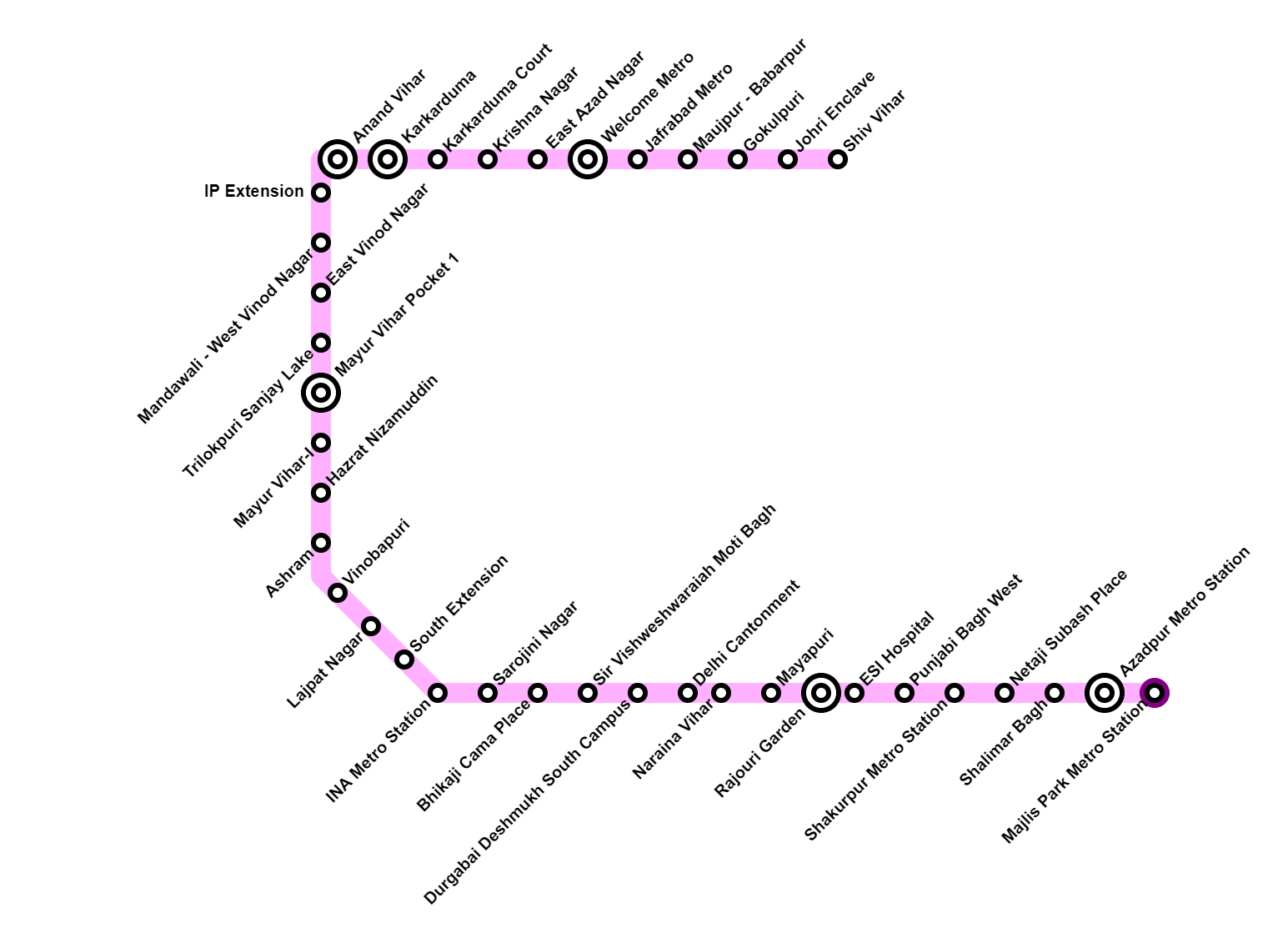 Pink Line Map, New Delhi